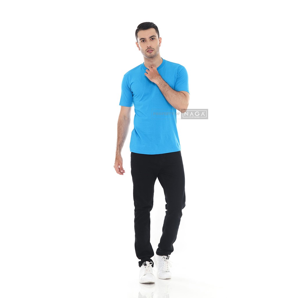Naga Clothing Baju Kaos  Polos  Lengan Pendek Biru Turkis 