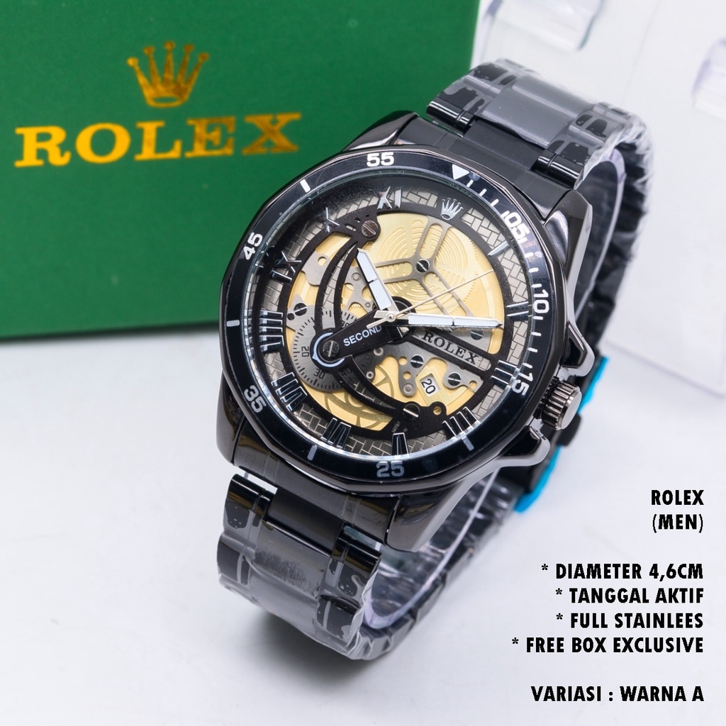 (FREE BOX) JAM TANGAN PRIA FASHION RANTAI BODY BULAT TANGGAL AKTIF