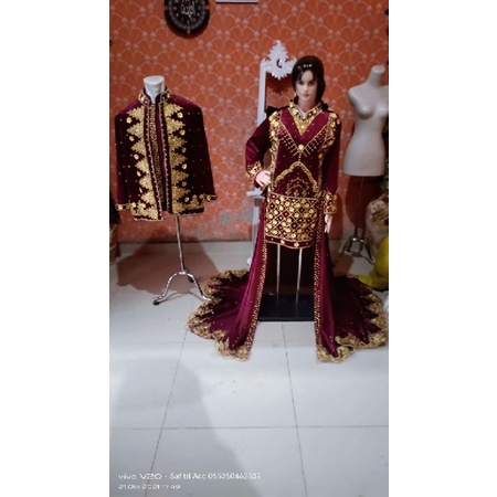 baju pengantin palembang bludru ekor