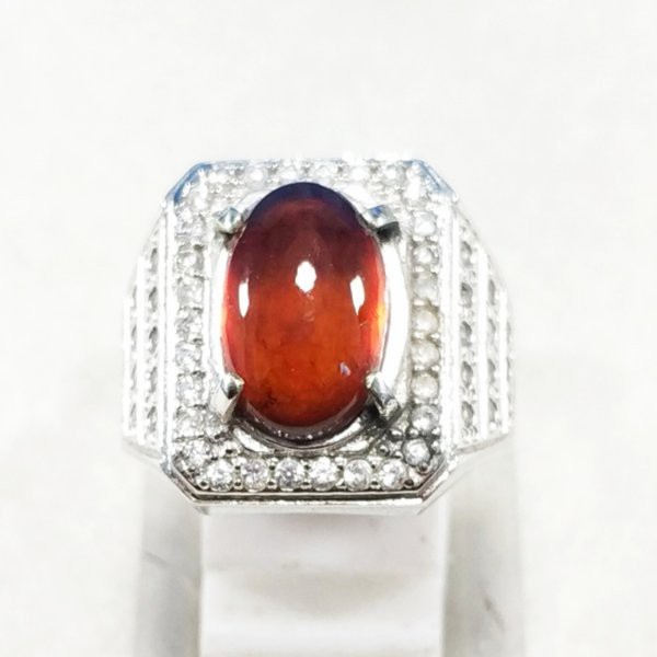 CINCIN BATU AKIK PERMATA NATURAL HESSONITE RED GARNET PASTI MANTAP