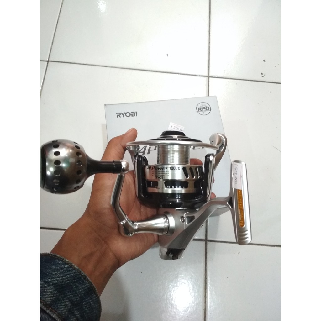 Reel Ryobi Ap Power II 6000 8000 10000 Silver Full Metal Body Max Drag 10 Kg Terbaik