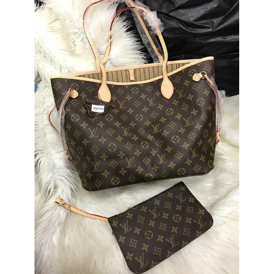 Barang Berkualitas LV NEVERFULL MONO SET POUCH (KULIT SERAP AIR) 30*28*15 STOK TERBATAS