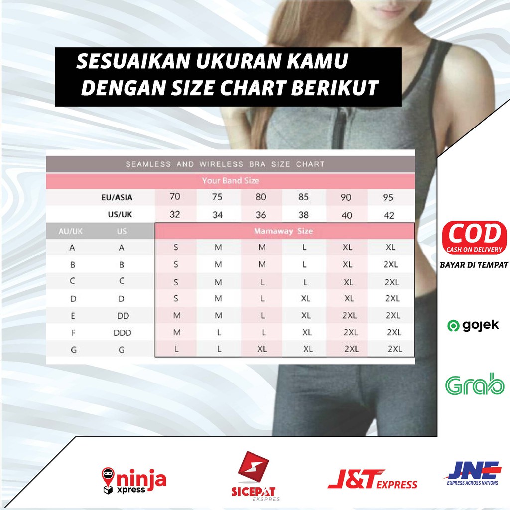 GS2 Sport Bra BH Senam Yoga BH GYM Fitness Olahraga Bra Zipper Resleting Depan Pakaian Dalam Wanita