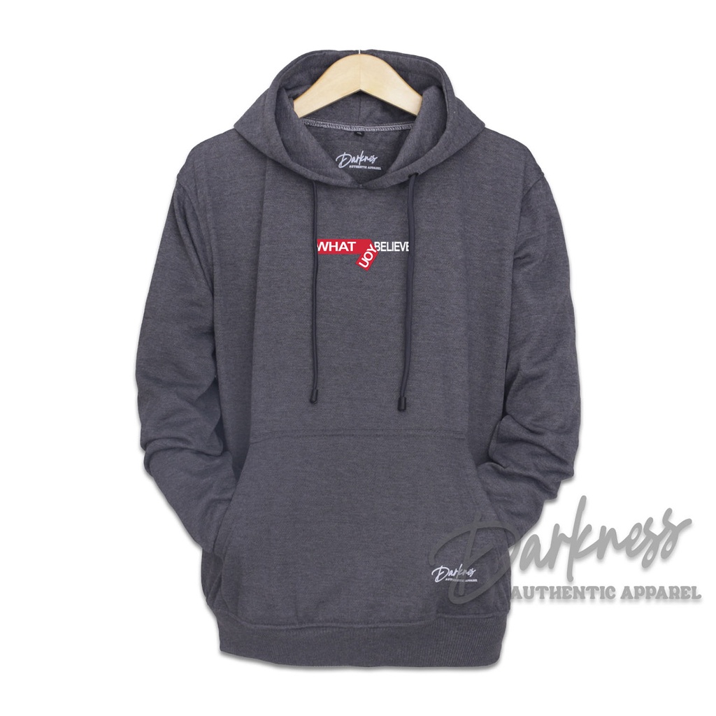 Sweater hoodie pria terbaru 2022 warna abu tua What You Believe  Drakness original sweater hoodie la
