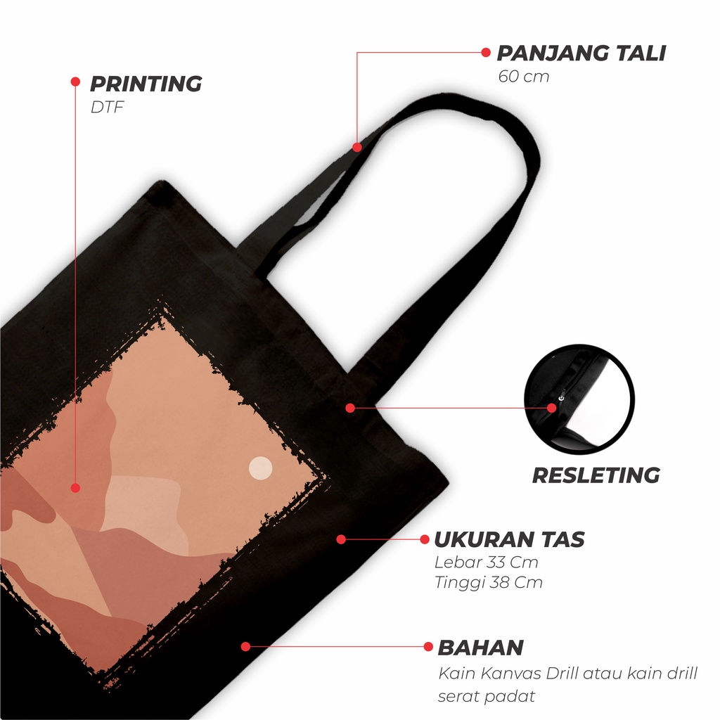 Sevine Tote Bag Tas Wanita Totebag Resleting Fashion Nordic Style Black Series Hitam - NGN 3