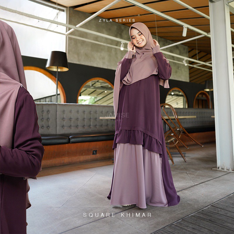 Jamise Syari Original Cherry Brown -ZYLA SERIES I Olly890 | Gamis Set - Gamis Remaja Terbaru