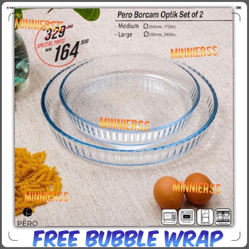 Pero Borcam Optik Set of 2 Pyrex / Mangkok Pero / Mangkok Borcam Besar Limited Edition