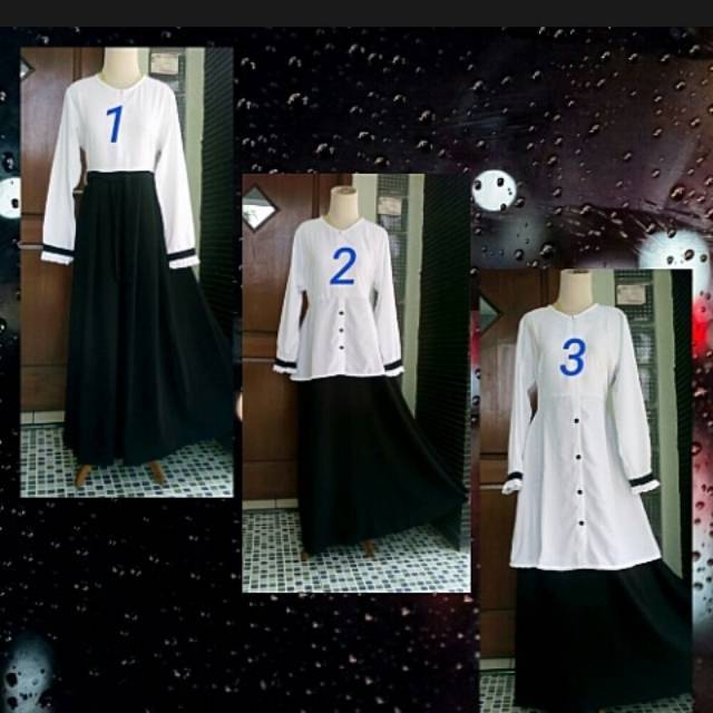 Gamis seragam hitam putih PNS