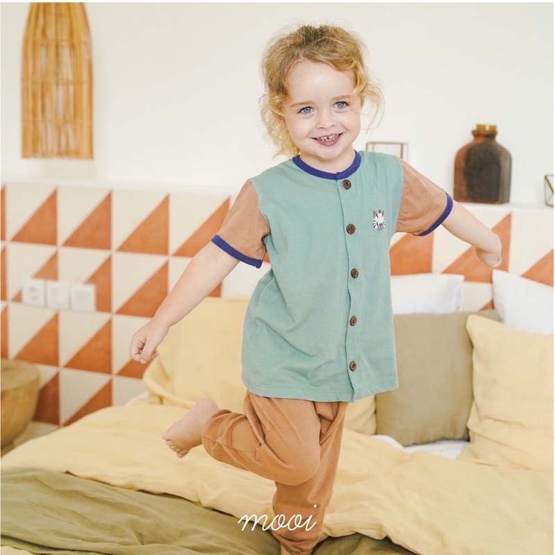 Mooi Short Sleeve Long Button Pajamas - Mooi piyama bayi