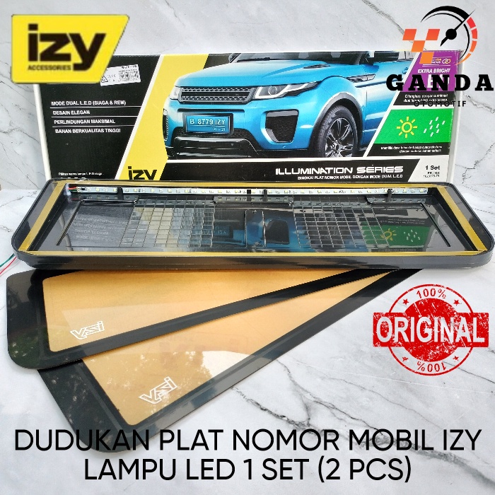 DUDUKAN / COVER PLAT NOMOR MOBIL AKRILIK LAMPU LED ORI IZY