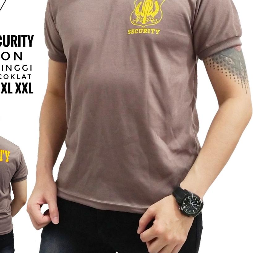 KAOS SECURITY KERAH TINGGI SABLON , BAJU SECURITY / SATPAM KERAH PANJANG PRIA , KAOS SECURITI SABLON