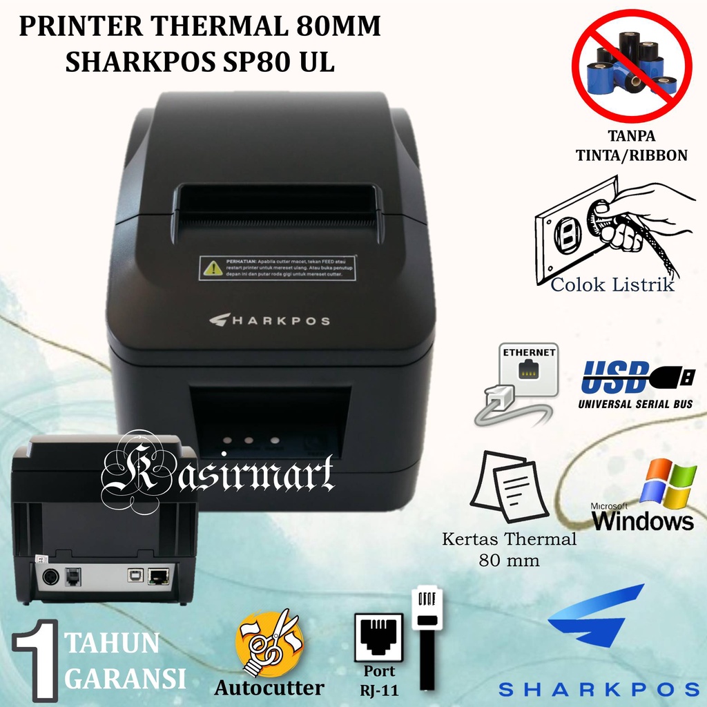 PRINTER THERMAL 80MM SP80UL SETARA SANTANG ST80UL USB LAN BISA CETAK RESI PENGIRIMAN SHOPEE STIKER