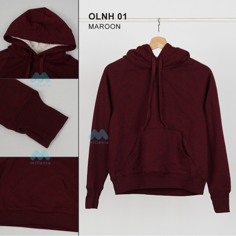 Hoodie Wanita Big Size -Women Pullover Fur Hooded [OLNH 01]-OLNH 01 Maroon