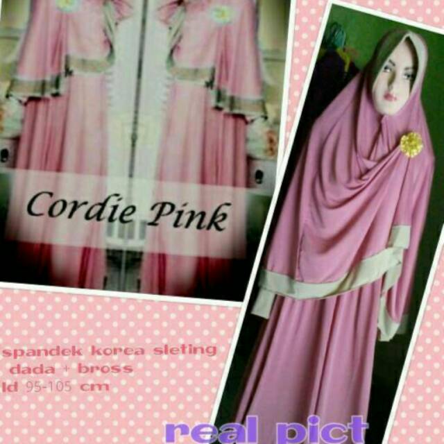 Gamis set murah rumahan coordi pink
