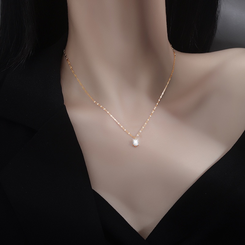 Stainless steel solitaire kalung wanita desain kalung minat khusus cahaya mewah 2021 baru fashion