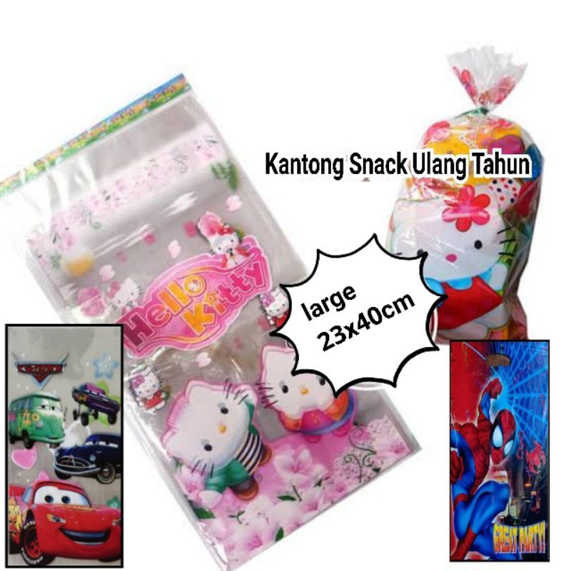 kantong plastik snack ulang tahun isi 10 besar 23cm x 40cm kantong snack plastik snack karakter