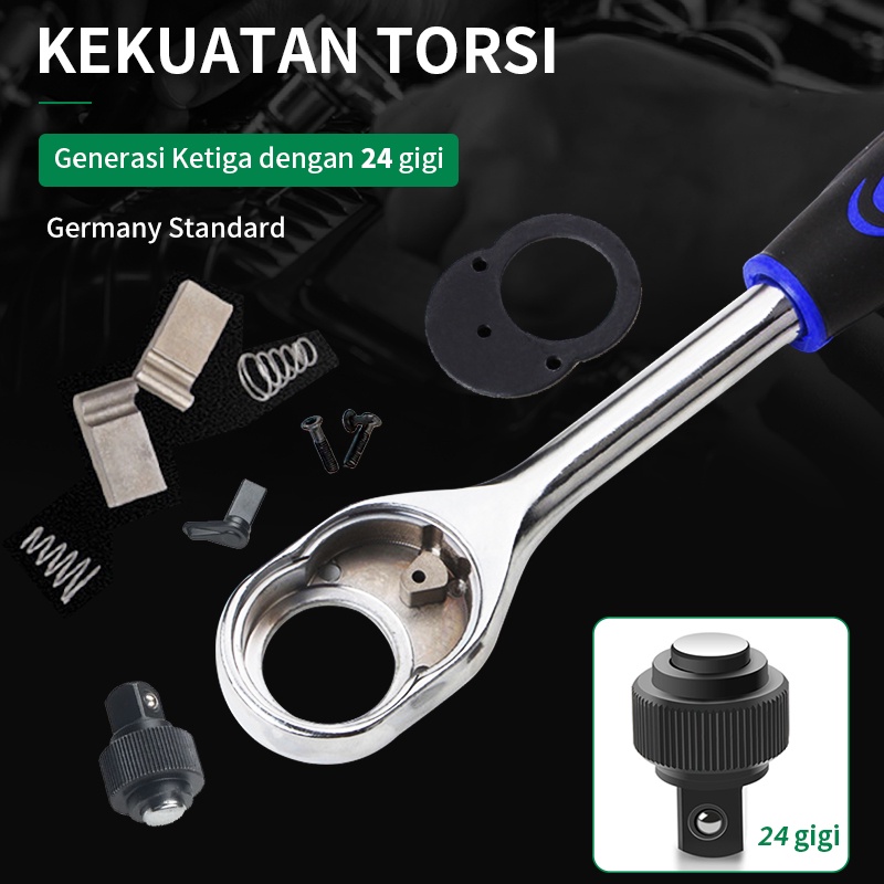 ISKU kunci shock set Kunci sok 53 PCS Set Socket (1/4 &quot;) Full Lengkap Socket Tool Kit Pas Ring L Motor Mobil