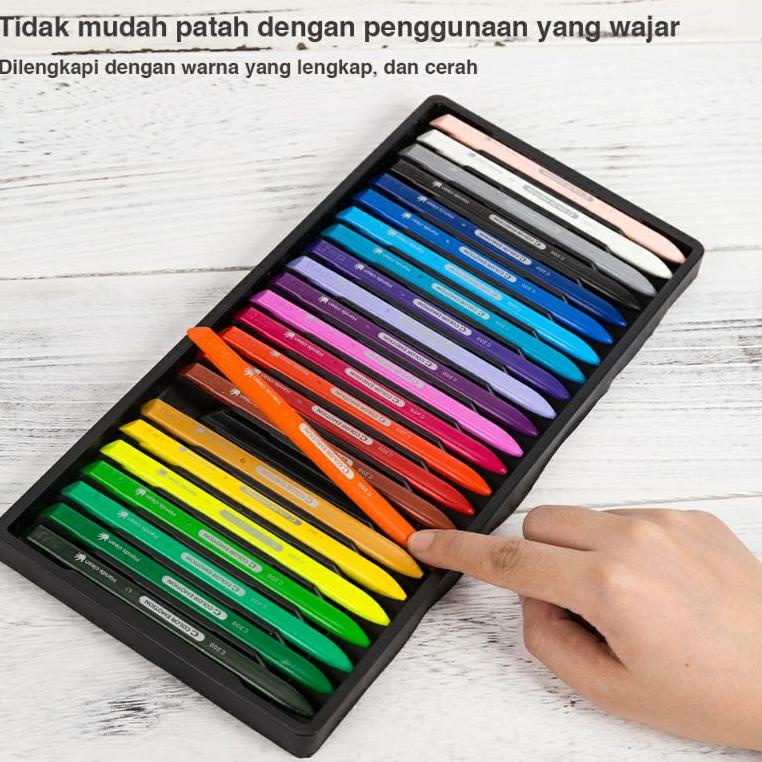 

<Q-IOY <♥ Deli Crayon Plastic 12/24 Bentuk Segitiga Ergonomis Tidak Beracun //proses cepat