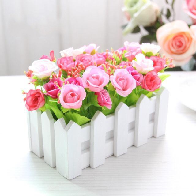 COD BUNGA PAGAR BUNGA MAWAR BUNGA PLASTIK ORNAMEN BUNGA TANAMAN HIAS PLASTIK DEKORASI RUMAH BP8822-BABY PINK