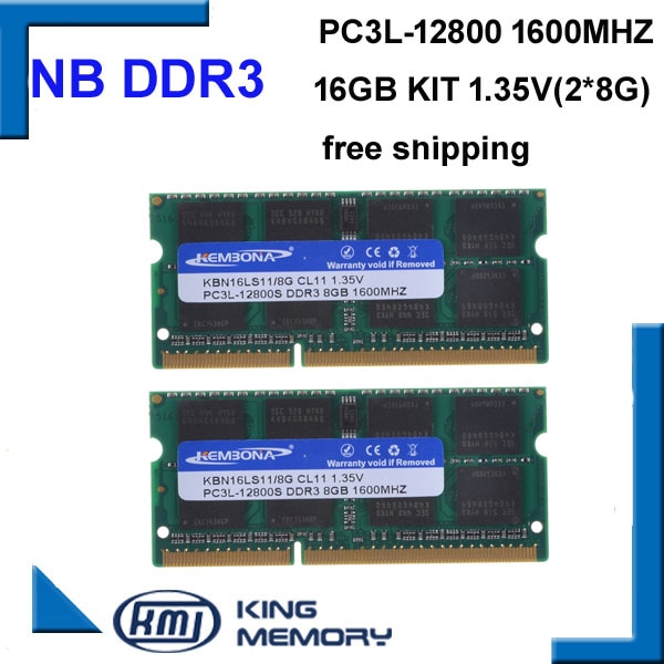 PREORDER KEMBONA high quality and speed sodimm laptop ram DDR3L 16GB(kit of 2pcs ddr3 8gb)