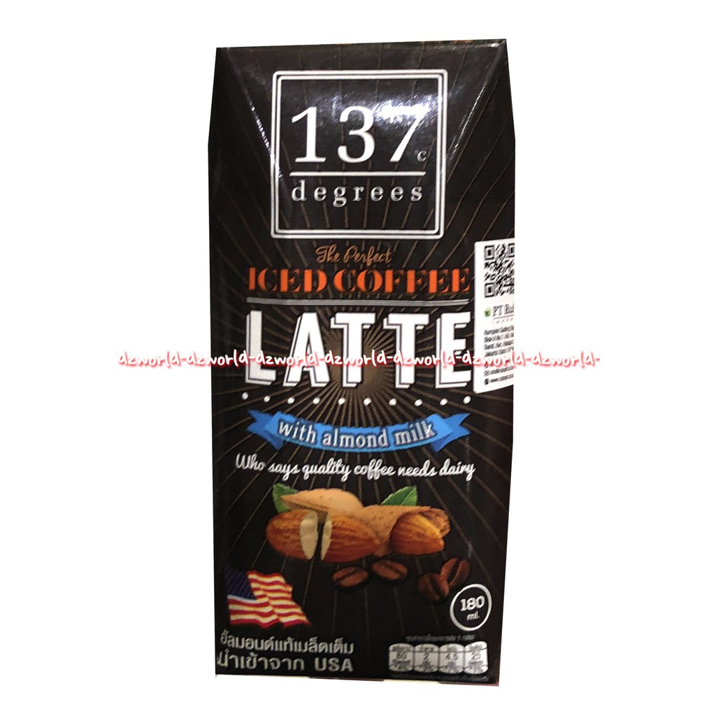 137 Degrees Iced Coffee Latte With Almond Milk 180ml UHT Kopi Siap Minum Matcha Green Tea Latte Walnut Milk Belgian Chocolate