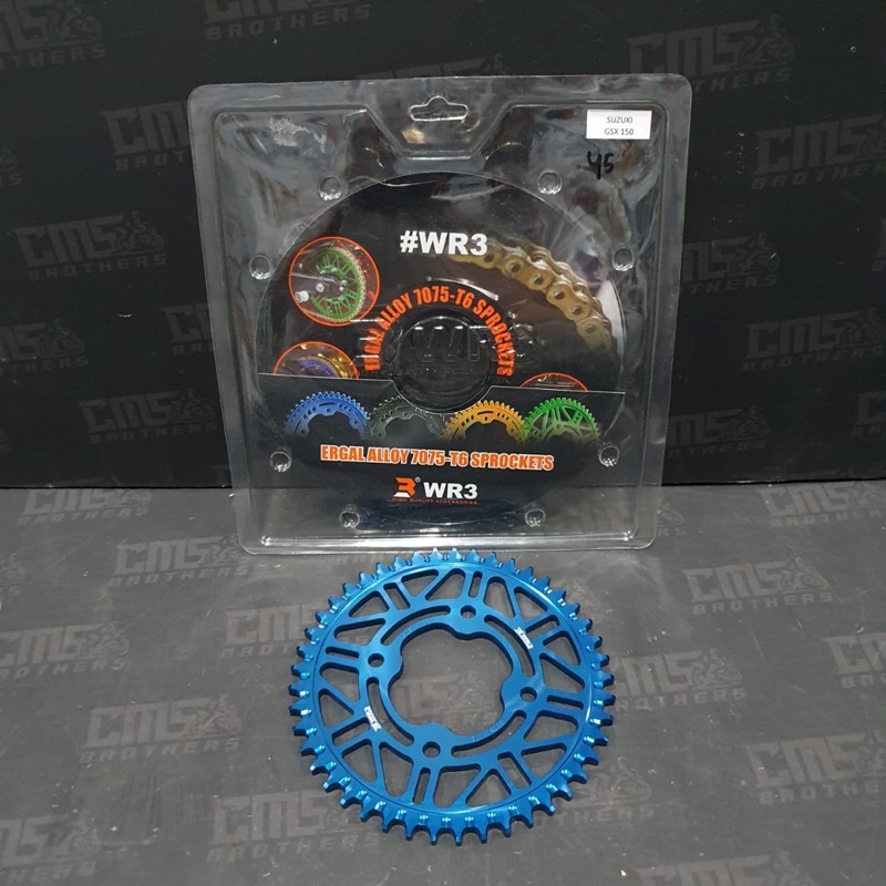 Gear Gir Belakang WR3 428 - 45 Suzuki GSX 150 Biru
