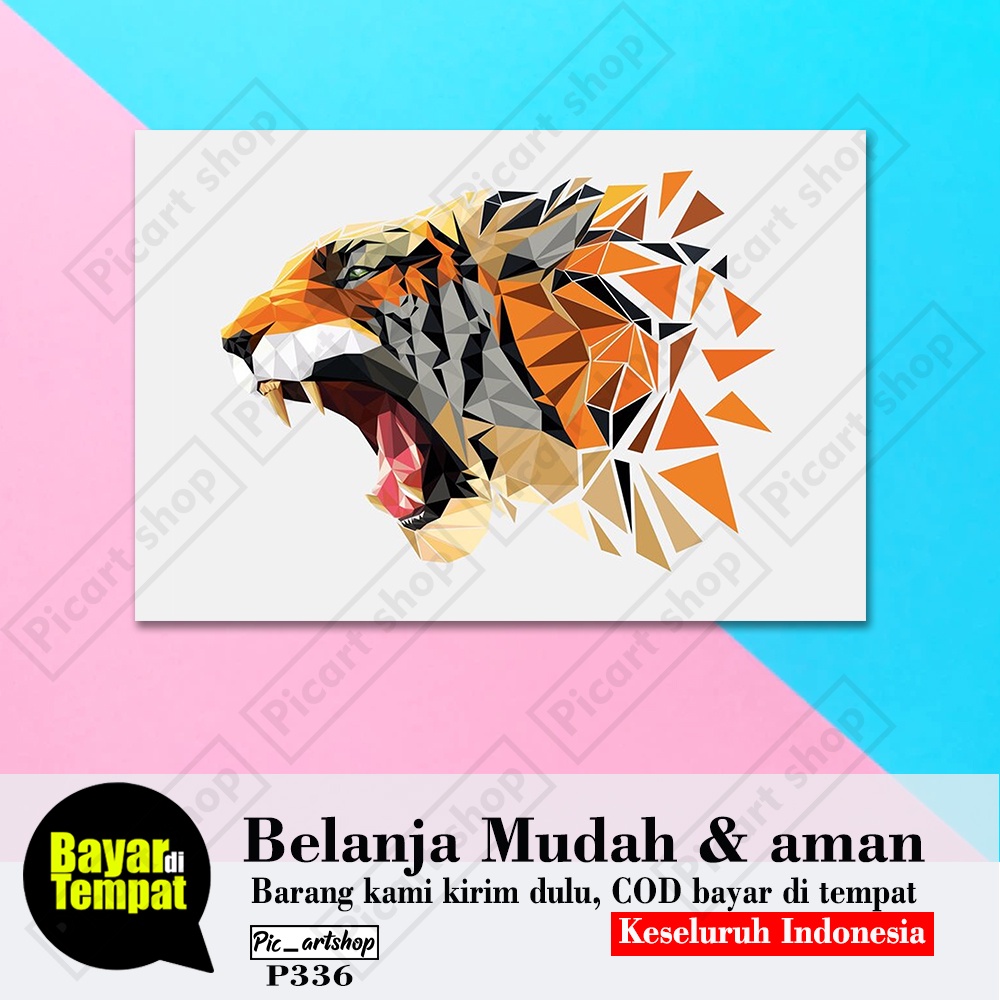 HIASAN DINDING RUMAH / POSTER KEREN / HIASAN DINDING KANTOR / DEKORASI GAMBAR HARIMAU / MACAN