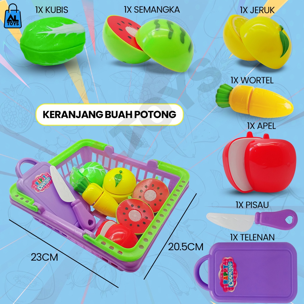 Mainan Anak Perempuan Keranjang Masak Masakan Buah Sayur Potong MS25