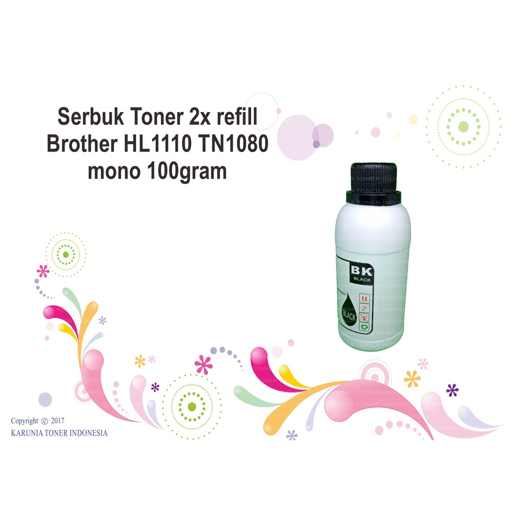 Serbuk Toner 2x refill Brother HL1110 HL-1110 TN1080 TN-1080 mono 100gram