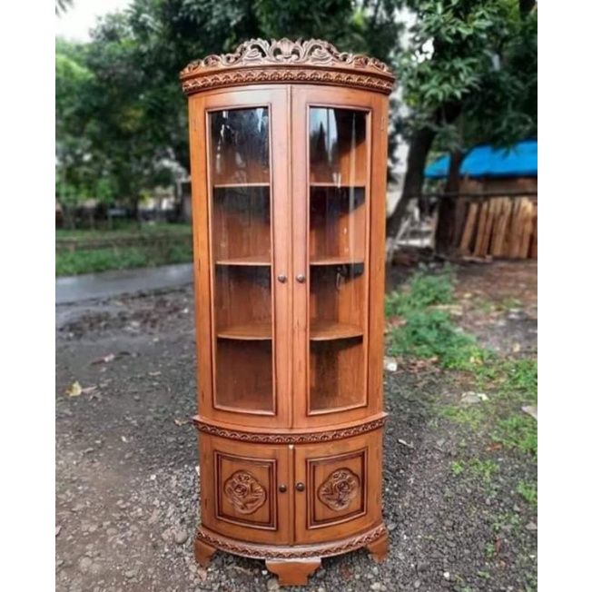 ALMARI HIAS / ALMARI KAYU JATI / ALMARI PAJANGAN NATURAL / LEMARI HIAS PAJANGAN KAYU JATI