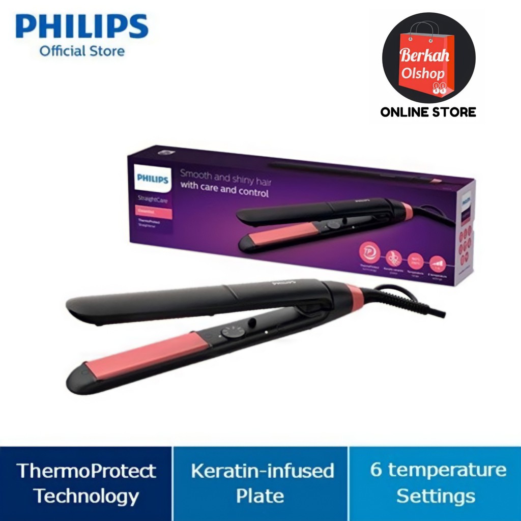 BERKAH OLDSHOP 88 - ORIGINAL PHILIPS BHS376/00 Keratin Ceramic Hair Straightener BHS376