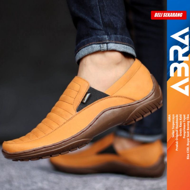 CORZA Sepatu Slip On Casual Kulit Asli Kasual Formal Anti Slip Kerja Kantor Kondangan Pria/Cowok