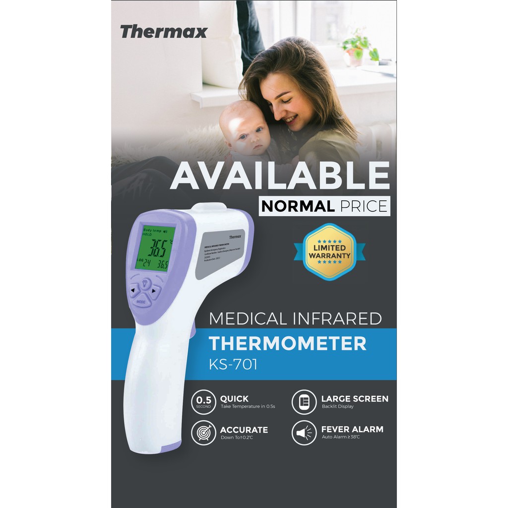 Thermometer Thermax KS-701 Infrared Thermo Gun Forehead Pengukur Suhu