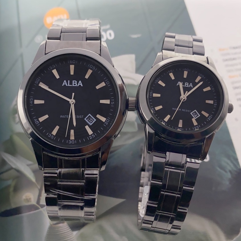 Bisa COD!!! Jam Tangan Fashion Pria Alba - Tali Rantai Stainless Steel - Fitur Tanggal Aktif