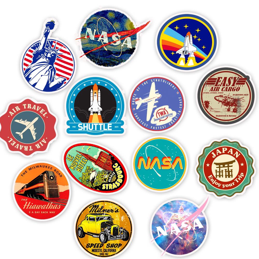 50pcs Retro Style Astronaut Motif Stickers For SnowboardCar carkulkaslaptop