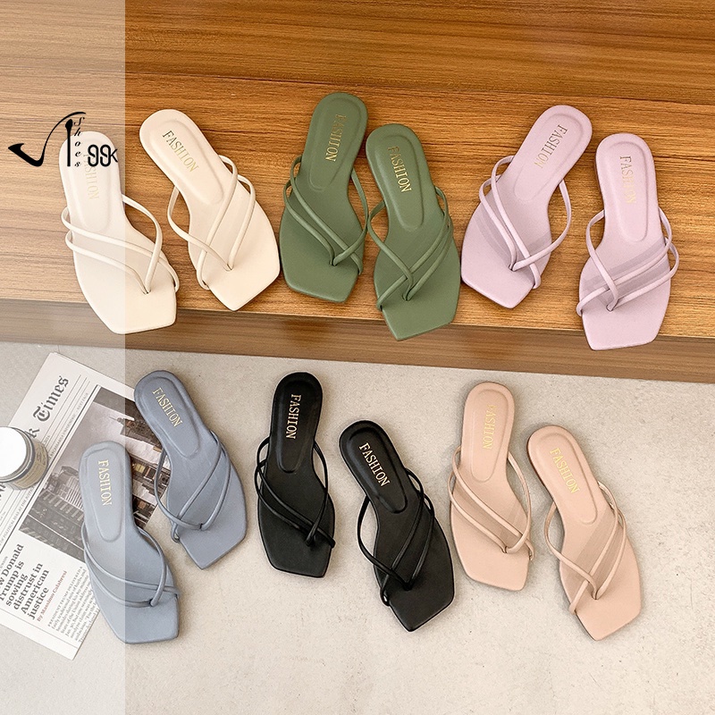 Korea Women Crossover Strap Flip-Flop /Sandal Flat wanita 5083 (Size 36-40)