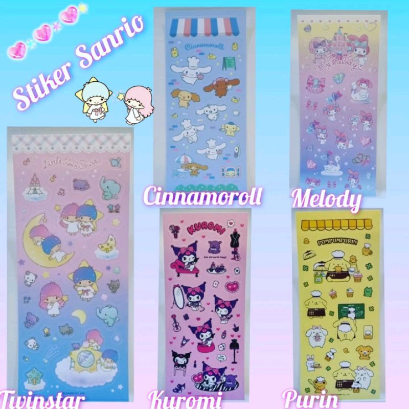 

stiker twinstar melody kuromi cinnamoroll purin