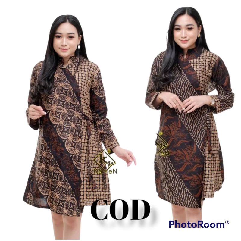 Tunik Batik Kekinian 2022 / Atasan Batik Wanita Modern Jumbo Terbaru 2022 / Baju Kerja Cewek