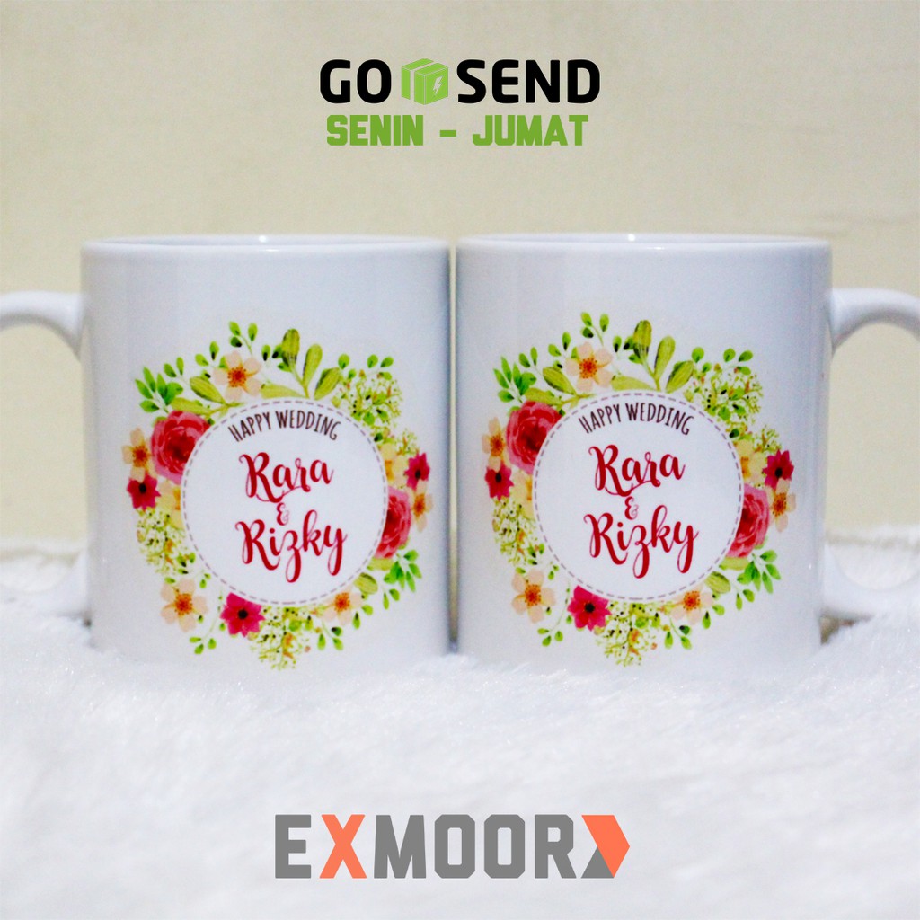 Jual Mug Couple Floral Wedding Kado Pernikahan Indonesiashopee Indonesia 1897