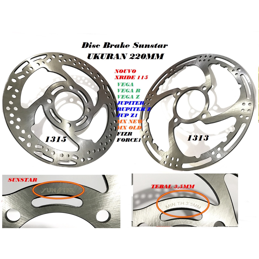 DISC BRAKE 220MM JUPITER NOUVO XRIDE VEGA MIO XEON FIZR MX NEW MX OLD BLADE NOUVO SUPRA 125 new