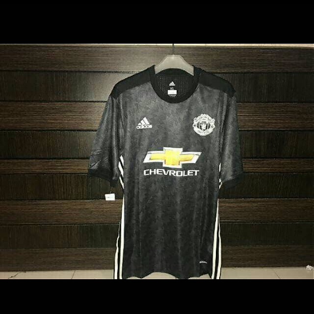 Jersey Kaos Baju Sepak Bola MU Manchester Mancester United Away 3rd Third Hitam Climachill Adizero P