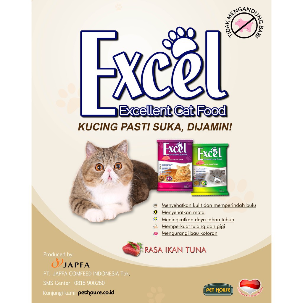 Excel, Excellent Cat Food – Pakan Kucing Rasa Ikan Tuna Freshpack 500GR
