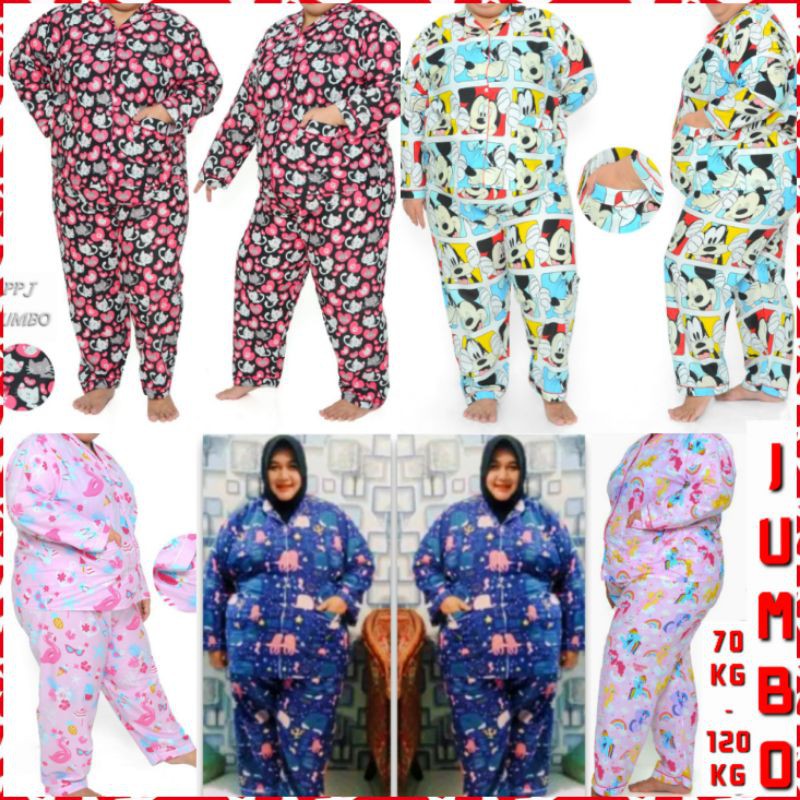 piyama bigsize baju lengan panjang celana panjang / PP jumbo ld 130 140 150 160