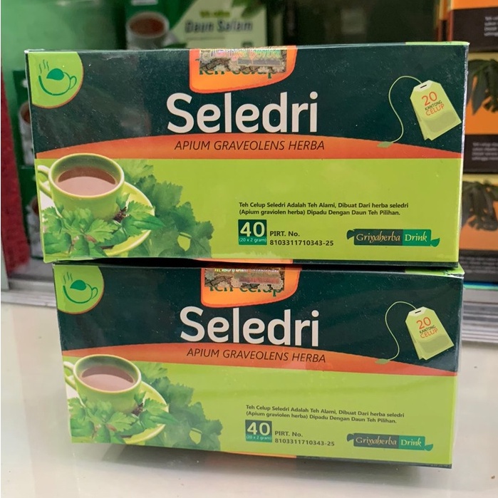 TEH HERBAL DAUN SELEDRI AMPUH MENURUNKAN DARAH TINGGI, KOLESTEROL, MENGOBATI PUSING &amp; MIGRAIN HALAL IZIN BPOM