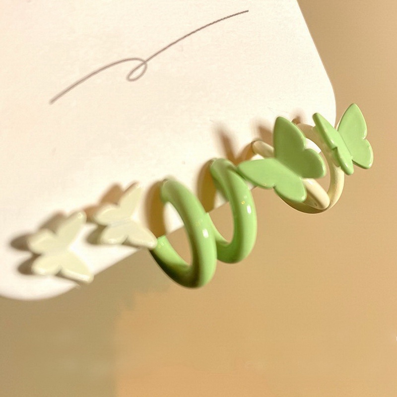 3 Pasang Anting Stud Desain Kupu-Kupu Untuk Wanita