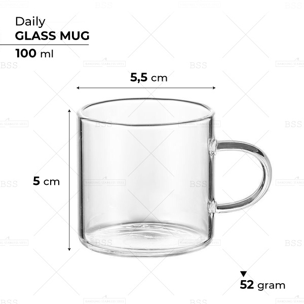 Borosilicate Mini Tea Cup 100ml Cangkir Gelas Teh Kecil Kaca Pegangan Warna Warni borosilikat