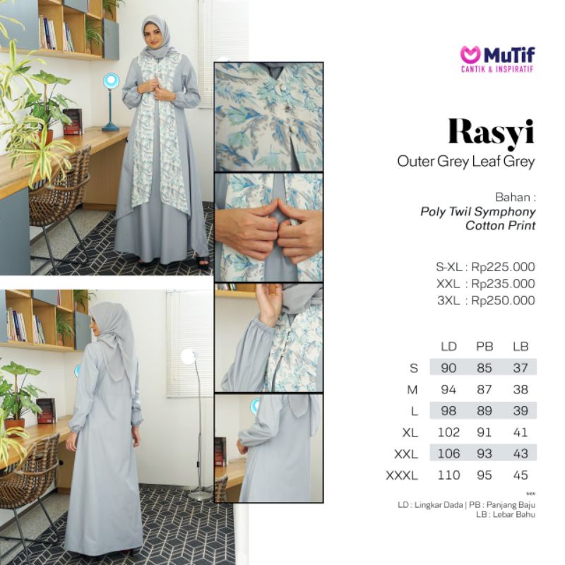 OUTER MUTIF RASYI LEAF GREY