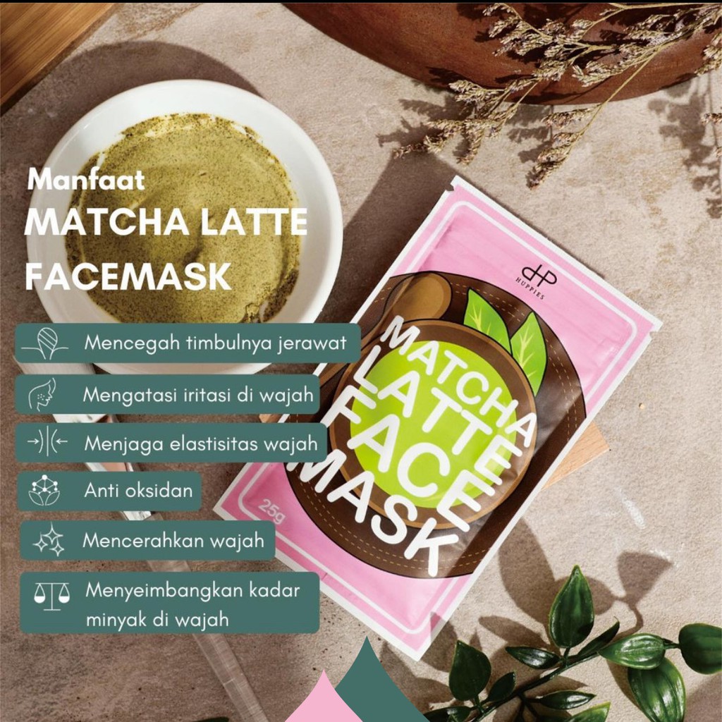 [HUPPIES.ID] MATCHA LATTE FACE MASK - BPOM / CLAY MASK / ZIP LOCK