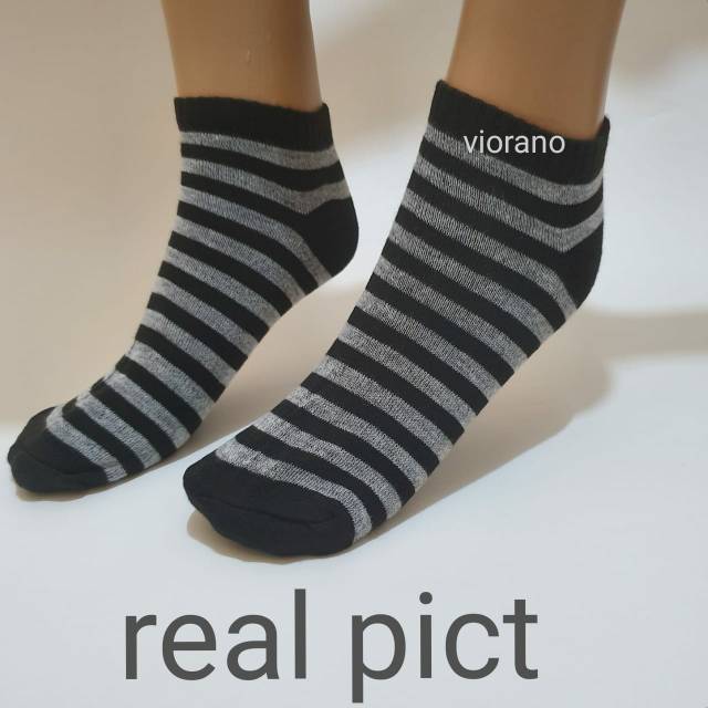 Kaos Kaki Trendy Salur Garis-garis Hitam putih  Semata Kaki Murah Berkualitas