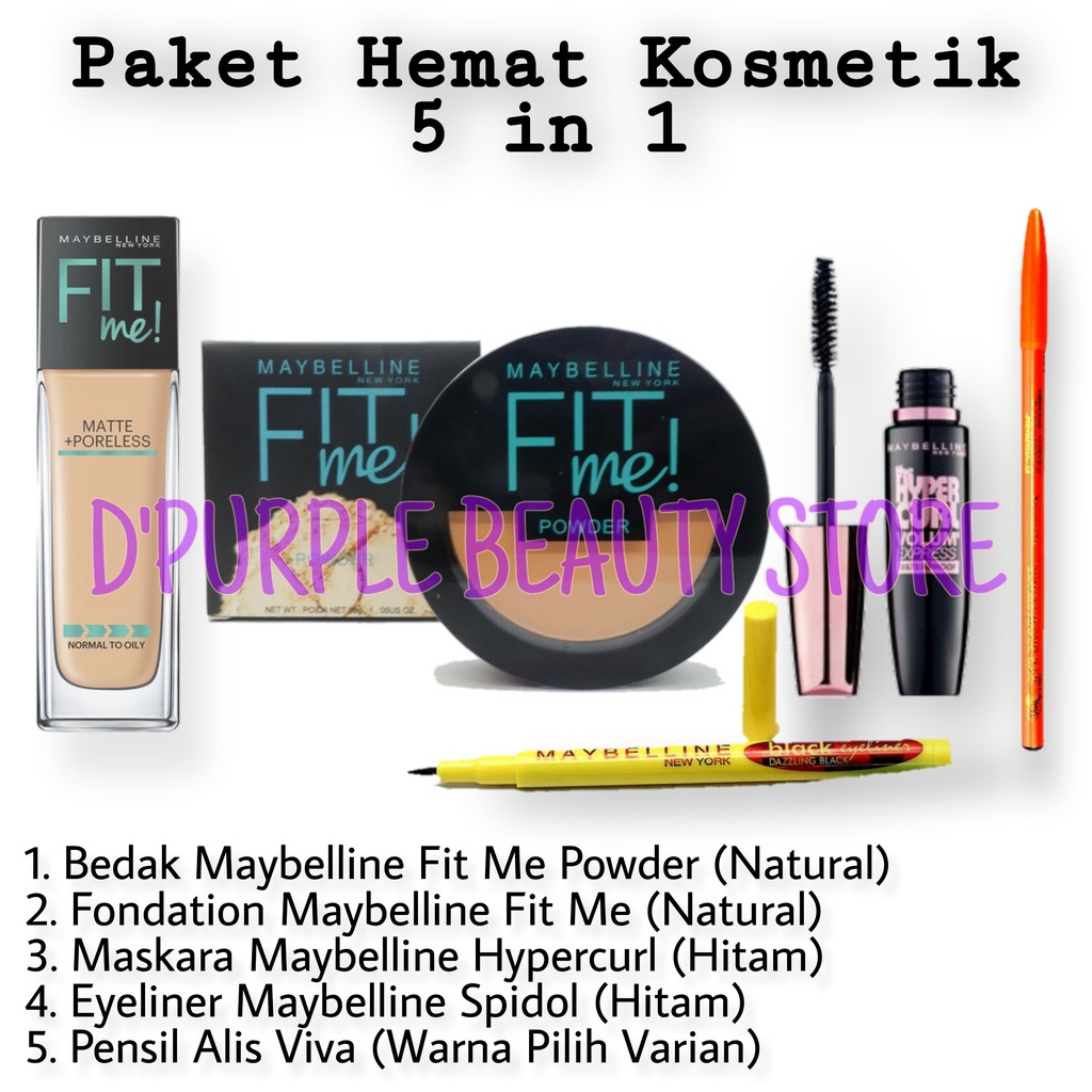 Paket Kosmetik Maybelline Hemat 5 In 1 -Paket MakeUp Maybelline Hemat 5 In 1